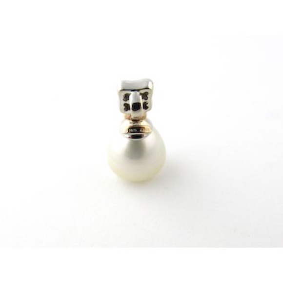 Vintage 18 Karat Yellow and White Gold Diamond and Pearl Pendant #2268 - Picture 3 of 5